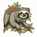 Sloth with grandma sign tattoo design idea