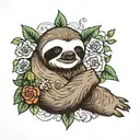 Sloth with grandma sign tattoo design idea