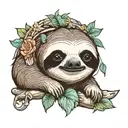 Sloth with grandma sign tattoo design idea