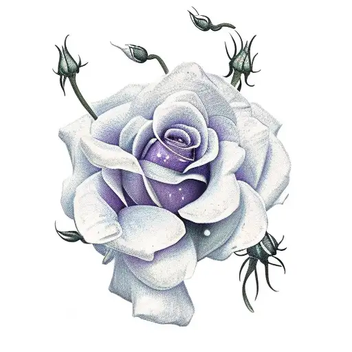 Rose Honeysuckle Violet Carnation and Snowdrop bouquet  tattoo design idea