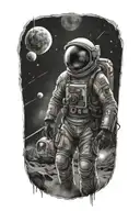 Interstellar dead astronaut tattoo design idea