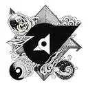 yin Yang arrow heading north tattoo design idea