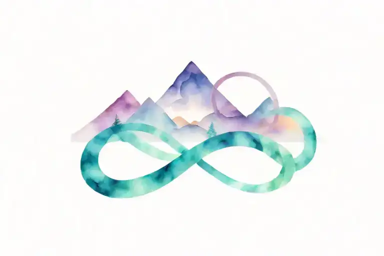 infinity sign waves mountains  tattoo design idea