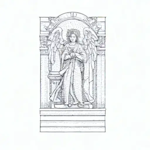 a statue of an angel tattoo design idea