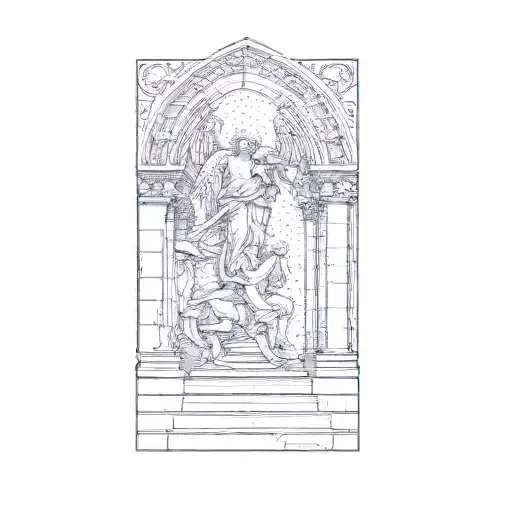 Angels and the Gothic Arch tattoo design idea