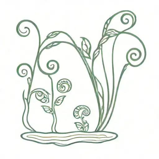 January September fiddlehead fern reflecting in the water tattoo design idea