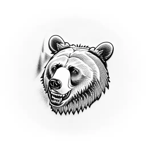 bear holding ak47 in teeth tattoo design idea