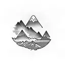 landscapes with mountains and ocean in reference to Latin America tattoo design idea