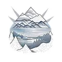 landscapes with mountains and ocean in reference to Latin America tattoo design idea