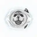 landscapes with the Uturunku volcano in Bolivia and the ocean in reference to Latin America with sea lions and turtles i tattoo design idea