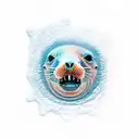 landscapes with the Uturunku volcano in Bolivia and the ocean in reference to Latin America with sea lions and turtles i tattoo design idea