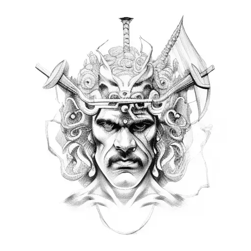 Greek mythology man in action on upper leg  tattoo design idea