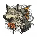 wolf and crow tattoo design idea