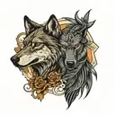 wolf and crow tattoo design idea