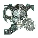 boy with black hair and blue eyes with mask tattoo design idea