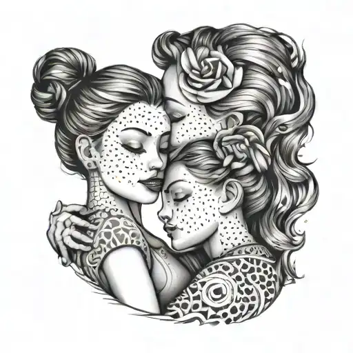 tattoo representing a mother and her son and daughter who love each other very much tattoo design idea