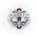 ying yang in front with all the elements around it, on the left behind ying yang descending white tiger, on the right be tattoo design idea