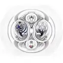 ying yang in front with all the elements around it, on the left behind ying yang descending white tiger, on the right be tattoo design idea