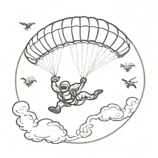 skydiving with reserve chute tattoo design idea