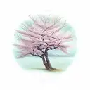 Cherry Blossom tree field tattoo design idea