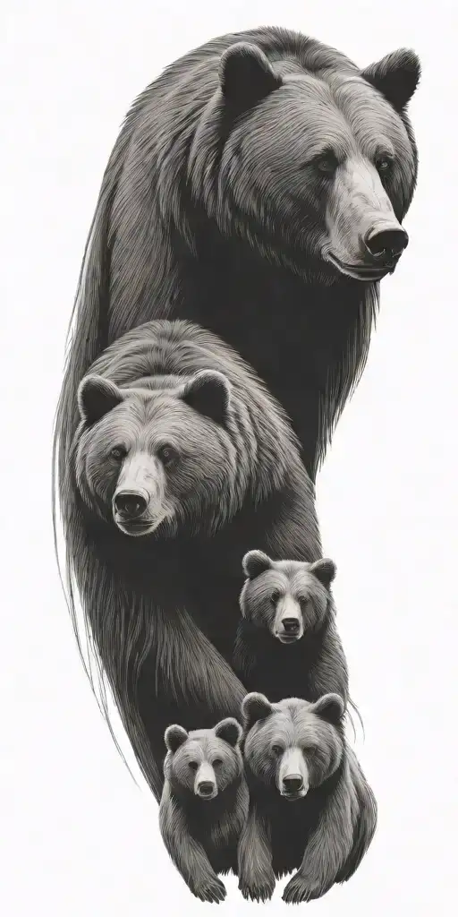 bear family mother father kid Name martha  tattoo design idea