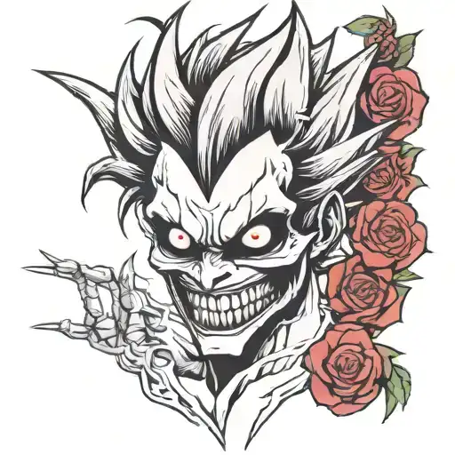 ryuk from death note intertwined tattoo design idea
