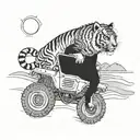 A tiger driving a 4x4 vehicle on the beach tattoo design idea