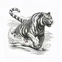 A tiger driving a 4x4 vehicle on the beach tattoo design idea