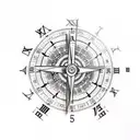 clock compass  tattoo design idea