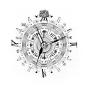 clock compass  tattoo design idea