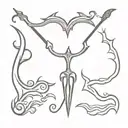 Poseidon's trident and waves, Zeus's thunderbolt and Hades tattoo design idea