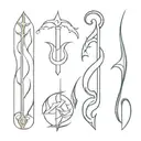 Poseidon's trident and waves, Zeus's thunderbolt and Hades tattoo design idea