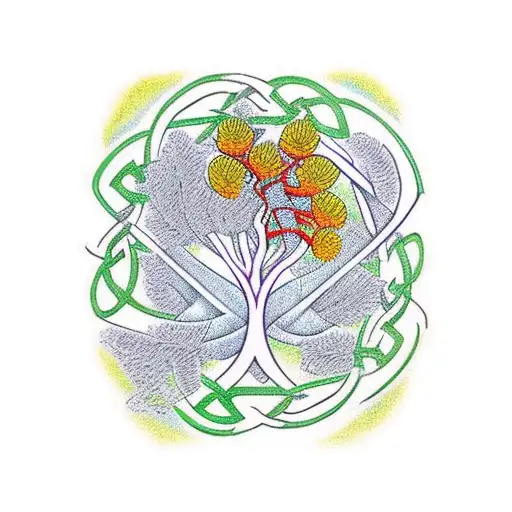 Celtic knot made out of mimosa pudica leaves creating the lines tattoo design idea