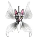 Sphynx cat with bat wings tattoo design idea