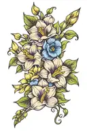 morning glory and narcissus flower bouquet tattoo design idea
