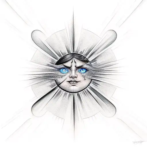 half sun half moon tattoo design idea