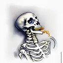 Van Gogh smoking skeleton with raven tattoo design idea