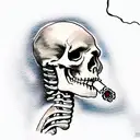 Van Gogh smoking skeleton with raven tattoo design idea