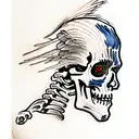 Van Gogh smoking skeleton with raven tattoo design idea