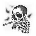 Van Gogh smoking skeleton with raven tattoo design idea