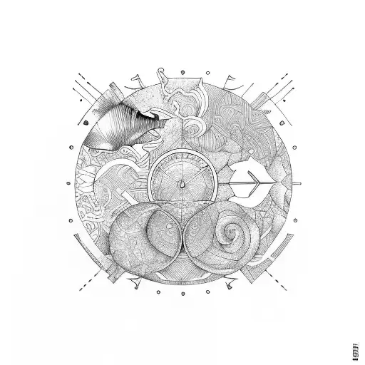 long rectangular strip with sea tattoo design idea