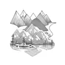 landscape river strip tattoo design idea