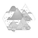 landscape river strip tattoo design idea