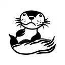 otter in Kanagawa style tattoo design idea