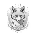 miyazaki wave with a fox and an otter tattoo design idea