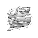 long rectangular strip with sea tattoo design idea