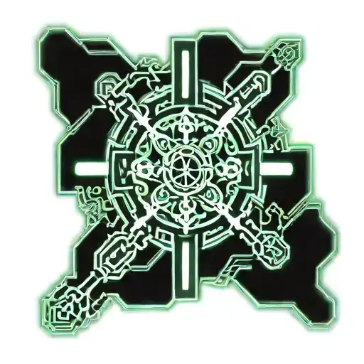 cyber sigilism neotribal abstract tribal in barocco style with a cross and Jusus tattoo design idea
