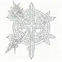 cybersigilism neotribal y2k cross tattoo design idea