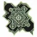 cyber sigilism neotribal abstract tribal in barocco style with a cross and Jusus tattoo design idea