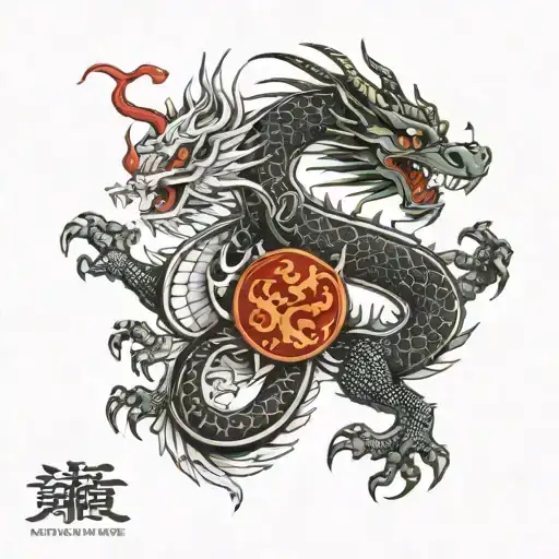 welsh dragon and Chinese dragon  tattoo design idea